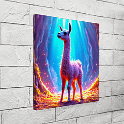 Холст квадратный Лама в неоновых лучах, цвет: 3D-принт — фото 2