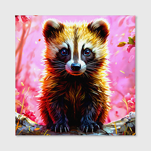 Картина квадратная Росомаха в розовом лесу / 3D-принт – фото 2