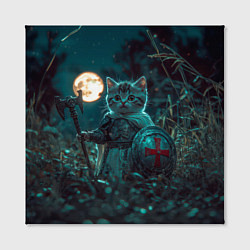 Холст квадратный Котенок рыцарь с щитом, цвет: 3D-принт — фото 2