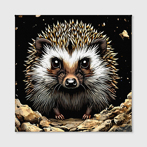 Картина квадратная Ёжик на черном / 3D-принт – фото 2