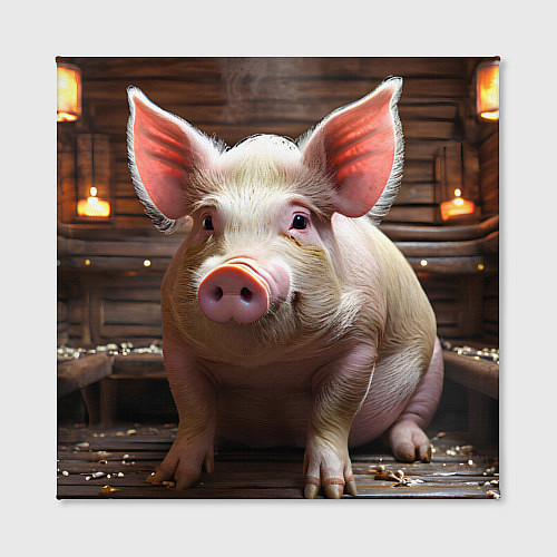 Картина квадратная Довольная свинья / 3D-принт – фото 2