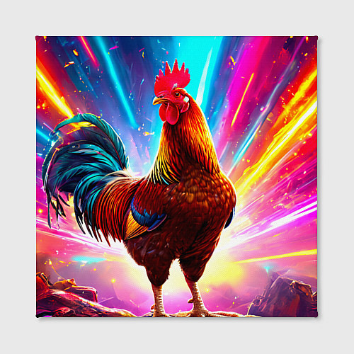 Картина квадратная Петух в ярких лучах / 3D-принт – фото 2