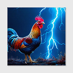 Холст квадратный Петух и молния, цвет: 3D-принт — фото 2