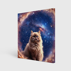 Холст квадратный Гималайская кошка в космосе, цвет: 3D-принт
