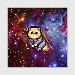 Холст квадратный Котик космонавт в открытом космосе, цвет: 3D-принт — фото 2