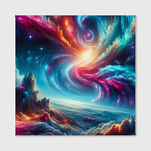 Картина квадратная Fantastic neon space landscape - ai art fantasy / 3D-принт – фото 2