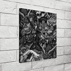 Холст квадратный Самурай и дракон в стиле татуировки ирезуми, цвет: 3D-принт — фото 2