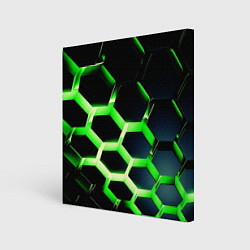 Холст квадратный Neon Honeycombs, цвет: 3D-принт