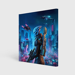Картина квадратная Mass Effect - neon glow fantastic