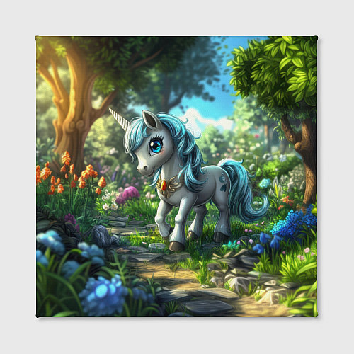 Картина квадратная Единорожка в дневном лесу / 3D-принт – фото 2