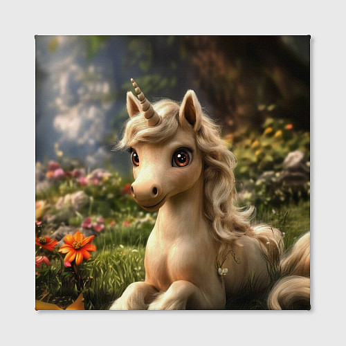 Картина квадратная Единорожка кофейного цвета / 3D-принт – фото 2