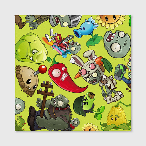 Картина квадратная Растения против зомби с героями / 3D-принт – фото 2