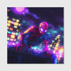 Холст квадратный Человек-паук неоновый свет, цвет: 3D-принт — фото 2