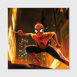 Холст квадратный Человек-паук пускает паутину, цвет: 3D-принт — фото 2