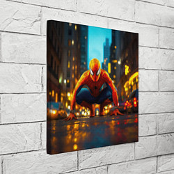 Холст квадратный Человек паук на старте, цвет: 3D-принт — фото 2