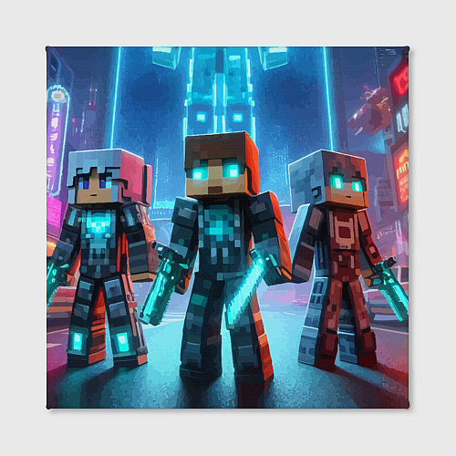 Картина квадратная Minecraft - ai art neon glow / 3D-принт – фото 2