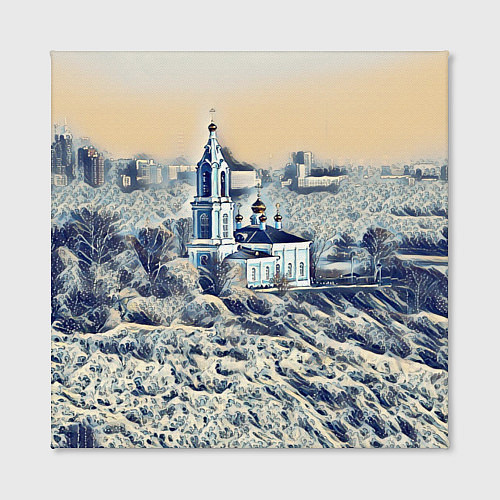 Картина квадратная Храм на фоне современного города / 3D-принт – фото 2