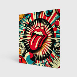Холст квадратный Logo of the Rolling Stones - pop art, цвет: 3D-принт