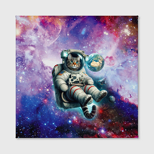 Картина квадратная Brave cat in space - ai art / 3D-принт – фото 2