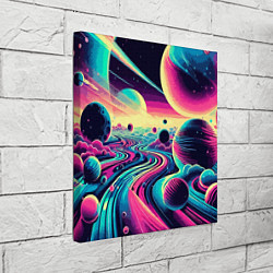 Холст квадратный Неоновый разноцветный космос, цвет: 3D-принт — фото 2