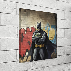 Холст квадратный Бэтмен на фоне стены, цвет: 3D-принт — фото 2