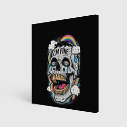 Холст квадратный Skull and rainbow - im fine, цвет: 3D-принт