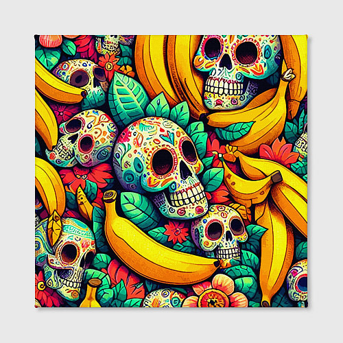 Картина квадратная Паттерн из черепов и бананов - нейроарт / 3D-принт – фото 2