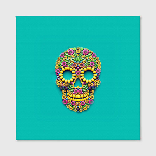 Картина квадратная Цветочный череп / 3D-принт – фото 2