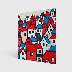Холст квадратный Красные и белые домики, цвет: 3D-принт
