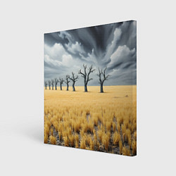 Холст квадратный Деревья в поле, цвет: 3D-принт