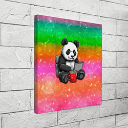 Холст квадратный Панда с кофе за ноутом, цвет: 3D-принт — фото 2
