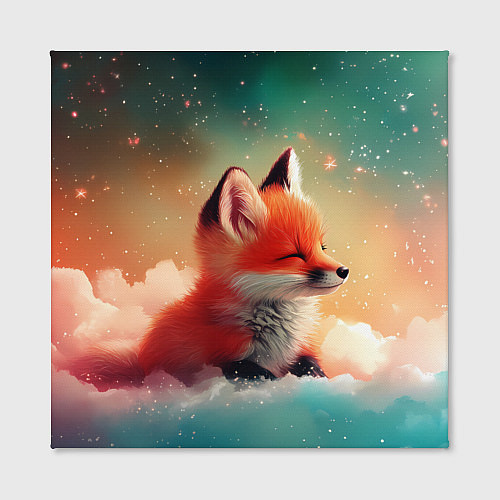 Картина квадратная Милый лисенок спит на облаке / 3D-принт – фото 2
