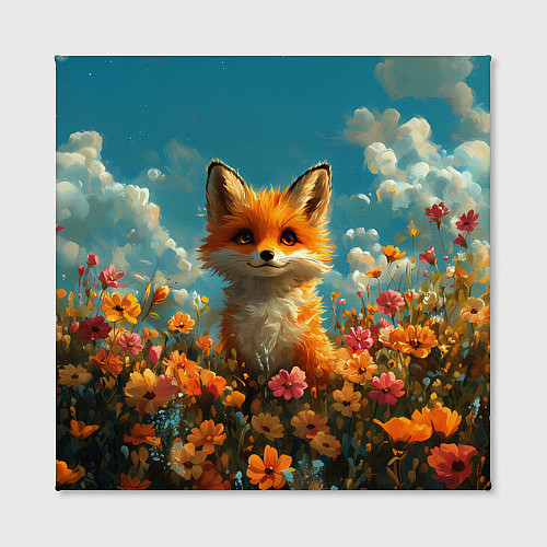 Картина квадратная Лисица в цветочном поле / 3D-принт – фото 2