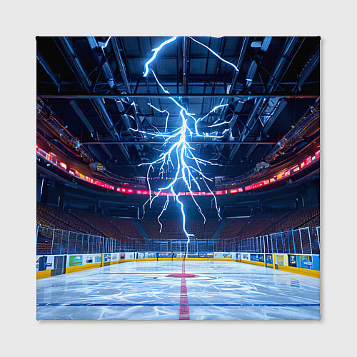 Картина квадратная Удар молнии в хоккейную площадку / 3D-принт – фото 2