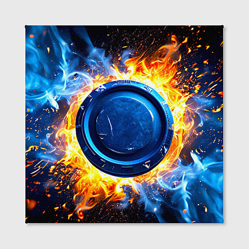 Картина квадратная Шайба в синем пламени / 3D-принт – фото 2