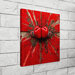 Холст квадратный Кикбоксеркие перчатки в красном, цвет: 3D-принт — фото 2