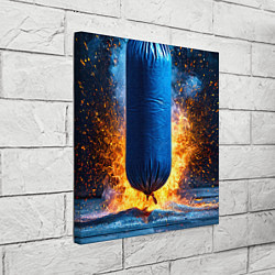 Холст квадратный Синяя боксерская груша в огне, цвет: 3D-принт — фото 2