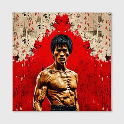 Холст квадратный Брюс Ли на красном, цвет: 3D-принт — фото 2