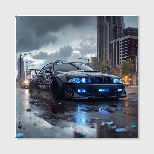 Картина квадратная BMW синие фары дождливая погода / 3D-принт – фото 2