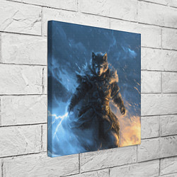 Холст квадратный Волк и молния, цвет: 3D-принт — фото 2