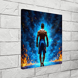 Холст квадратный Кикбоксер в огне, цвет: 3D-принт — фото 2