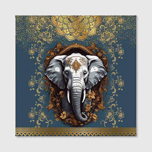 Картина квадратная Слон лотос и золотая мандала / 3D-принт – фото 2