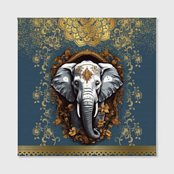 Холст квадратный Слон лотос и золотая мандала, цвет: 3D-принт — фото 2