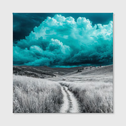Холст квадратный Монохромное поле и сине-зеленое небо - природный п, цвет: 3D-принт — фото 2