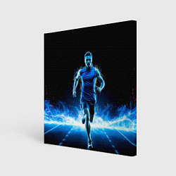 Холст квадратный Бег в синем пламени, цвет: 3D-принт