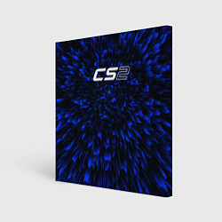 Холст квадратный Counter Strike 2 blue energy, цвет: 3D-принт