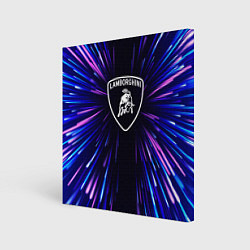 Холст квадратный Lamborghini neon energy, цвет: 3D-принт