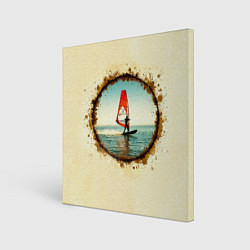 Холст квадратный Виндсерфер на бежевом, цвет: 3D-принт