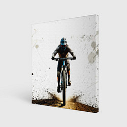 Холст квадратный Горный велосипед на белом, цвет: 3D-принт