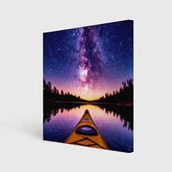 Холст квадратный На байдарках в звездную ночь, цвет: 3D-принт